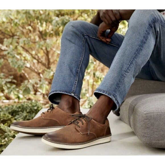Johnston&Murphy Sheepskin NWOB McGuffey Plain Toe Lace Up Shoes 13M Tan Oiled - Picture 1 of 11